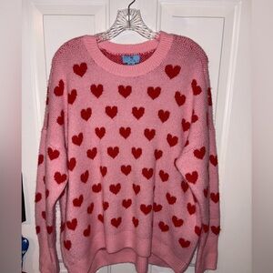 CeCe Pink and Red Knit Sweater